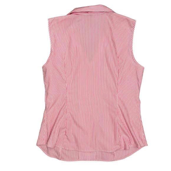 Jones New York Womens Pink Stripe Sleeveless Button Down Blouse Office Chic Sz L - Picture 9 of 9